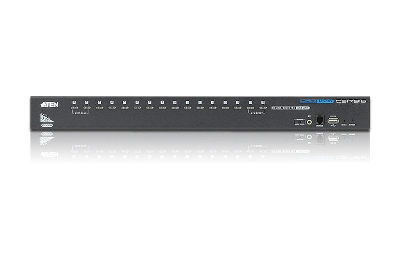Aten Desktop Kvm 16-Port Usb - Hdmi Kvm Switch With Usb Peri Aten Cs17916, 1920 X 1200 Pixeles, Usb, Usb, Hdmi, Negro, 1u