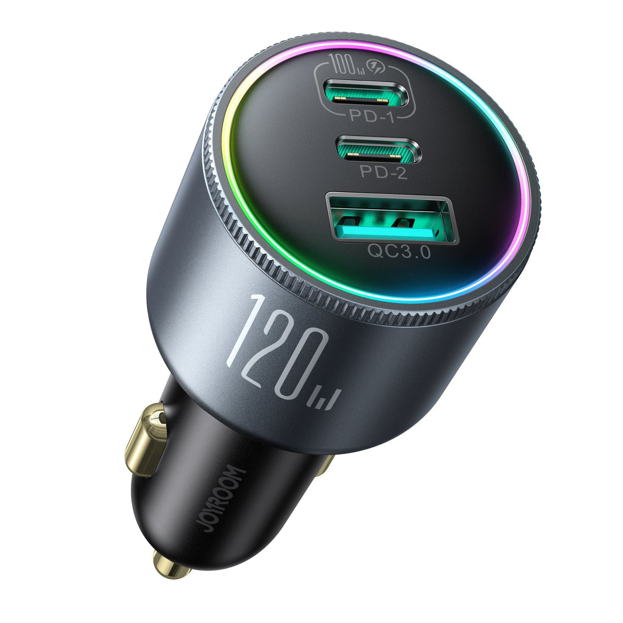 Ladowarka Samochodowa Joyroom Jr-Ccn07 120w 2xusb-C Usb-A + Kabel Usb-C 100w - Ciemnoszara