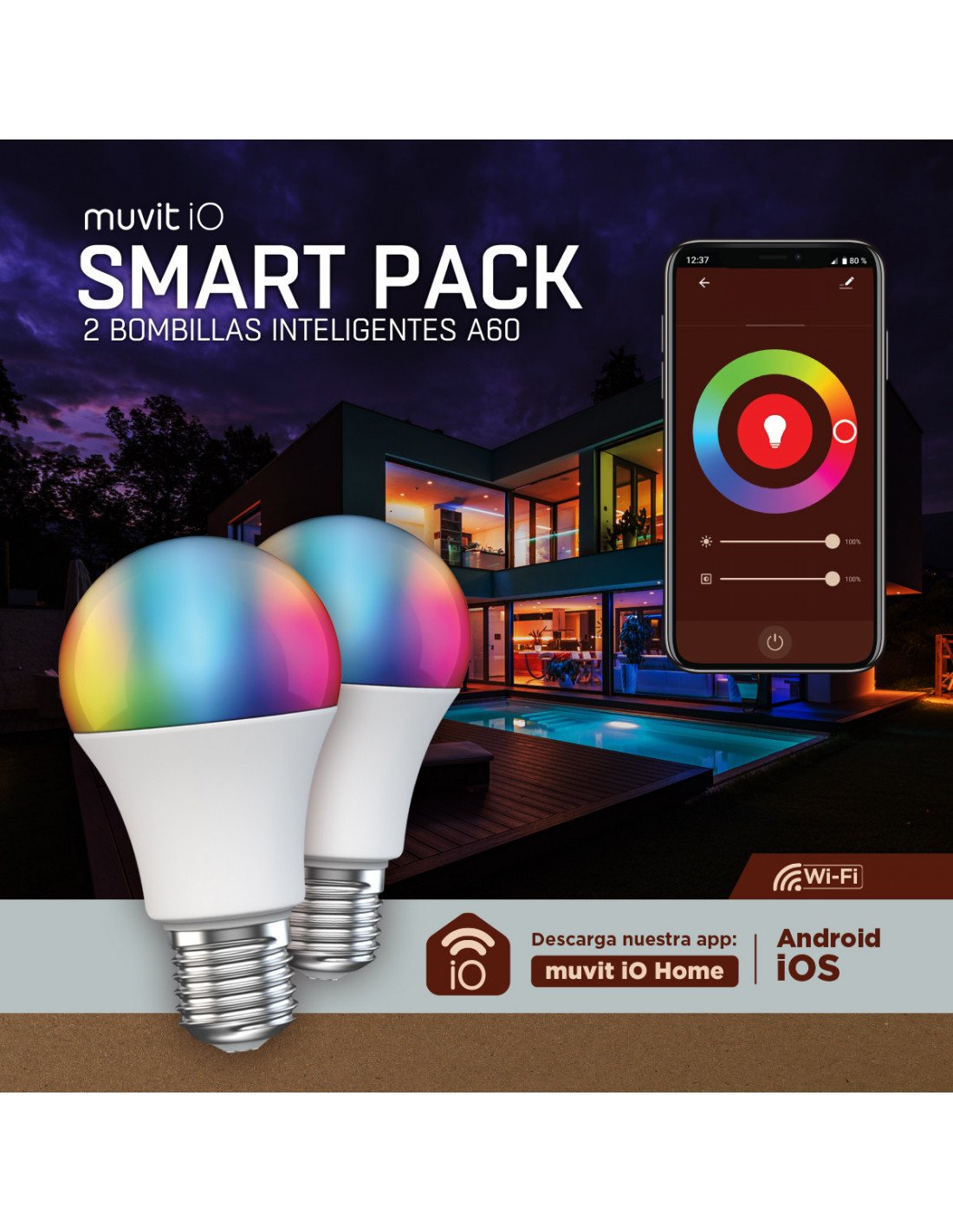EAN 8426801162631 - Muvit MIOPAK007 iluminación inteligente Bombilla inteligente Wi-Fi 9 W imagen 5