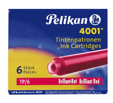 Pelikan Caja De 6 Cartuchos 4001 Tp/6 - Compatible Con Plumas Estilograficas Pelikan 4001 - Color Rojo
