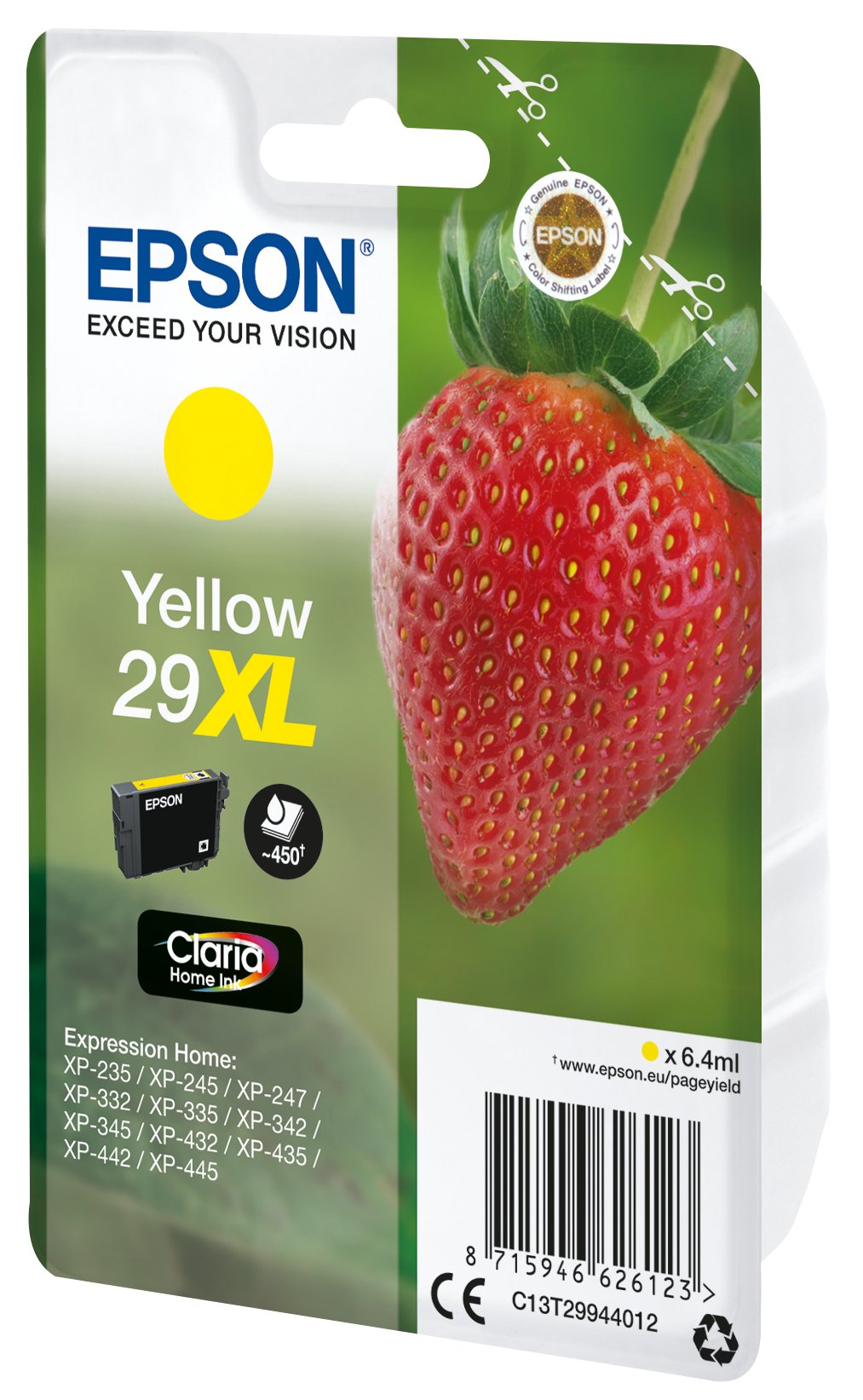 EAN 4058154159613 - Epson Strawberry C13T29944012 cartucho de tinta 1 pieza(s) Original High (L) Yield Amarillo imagen 1