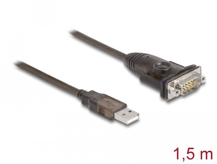 Delock Adaptador Usb 2.0 Tipo-A A 1 X Serial Rs-232 D-Sub 9 Pin Macho Con Tuercas 1,5 M