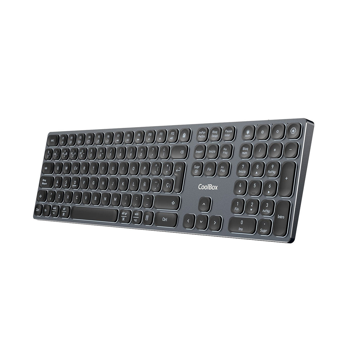Teclado Inalambrico Retroiluminado Moonlight Key B431 Usb-C+Bt5.1+Rf2.4g Gris Oscuro Aluminio