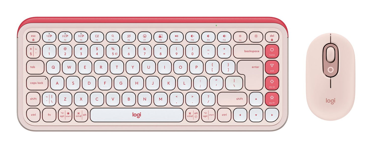 Teclado Ingles + Ratón Logitech Pop Icon Universal Bluetooth Qwerty Internacional De Ee.Uu. Rosa, Blanco