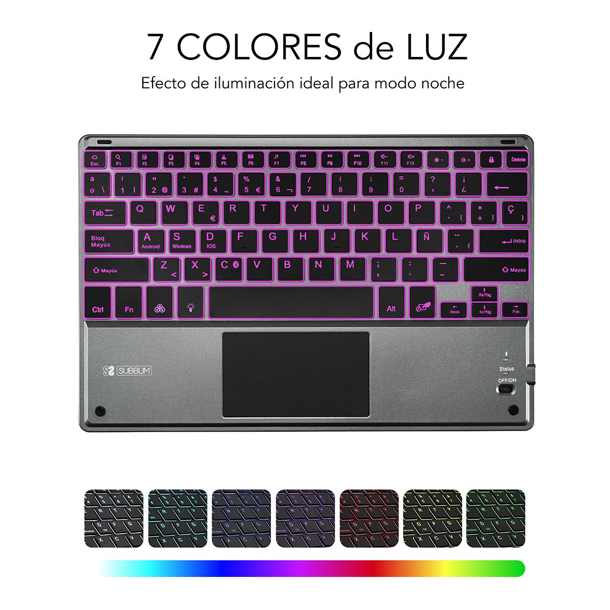 EAN 8436586740610 - SUBBLIM TECLADO SMART BACKLIT TOUCHPAD BLUETOOTH GREY QWERTY Español Negro, Gris imagen 5