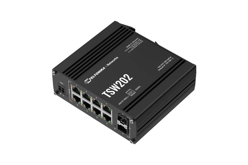 Teltonika · Switch · Tsw202 · 8 Port Gigabit Indumrial Managed Poe+ Switch, 2 Sfp