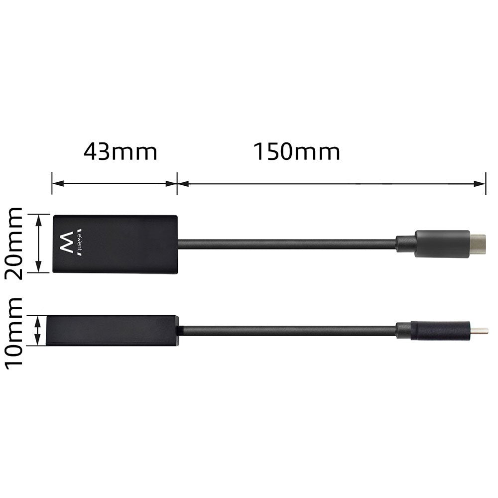 Ewent Ew9823 Adaptador De Cable De Vídeo 0,15 M Usb Tipo C Hdmi Tipo A (Estándar) Negro Ewent Conversor Usb-C A Hdmi Hembra 4k/30hz