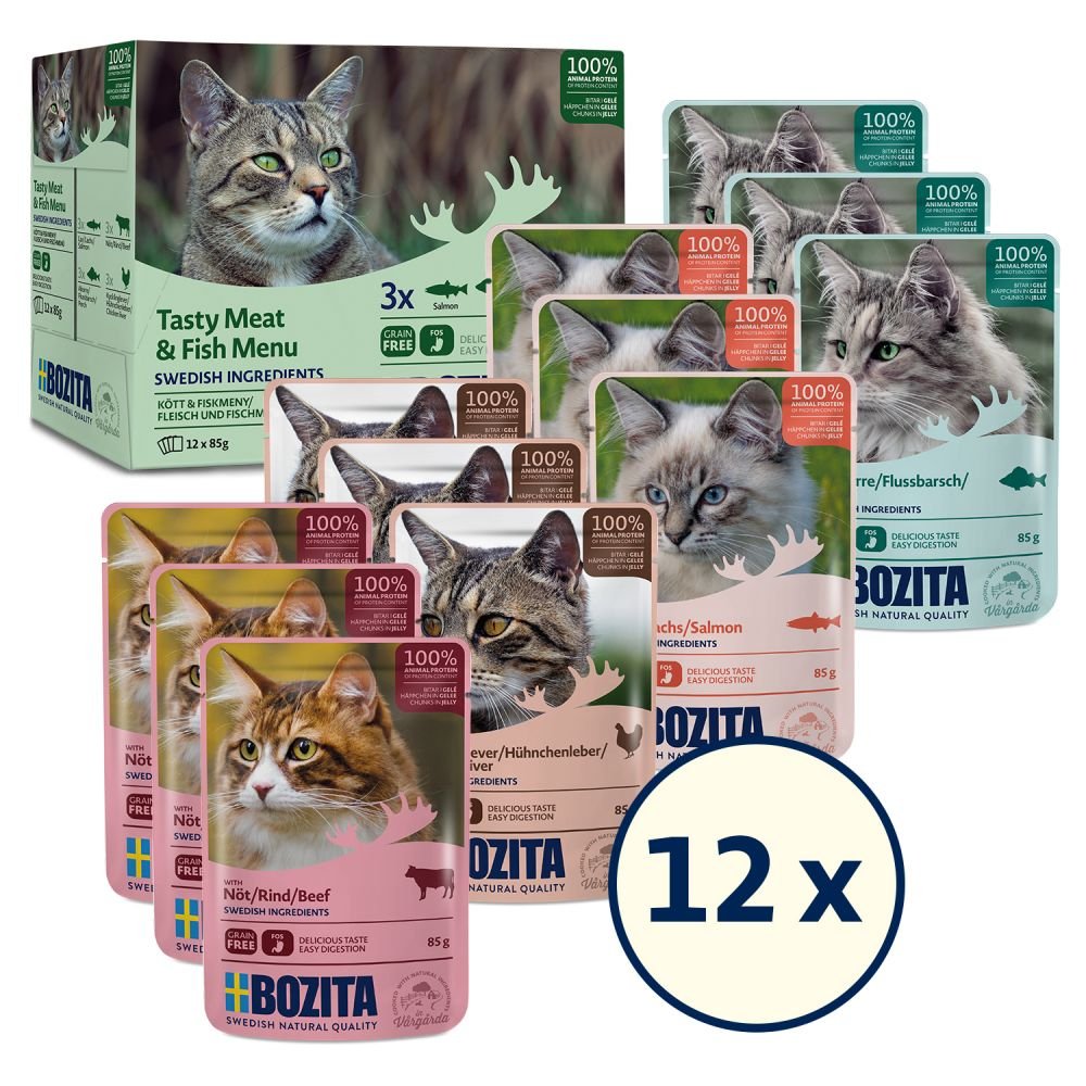 Bozita Tasty Meat & Fish Menu In Jelly - Comida Húmeda Para Gatos - 12 X 85g