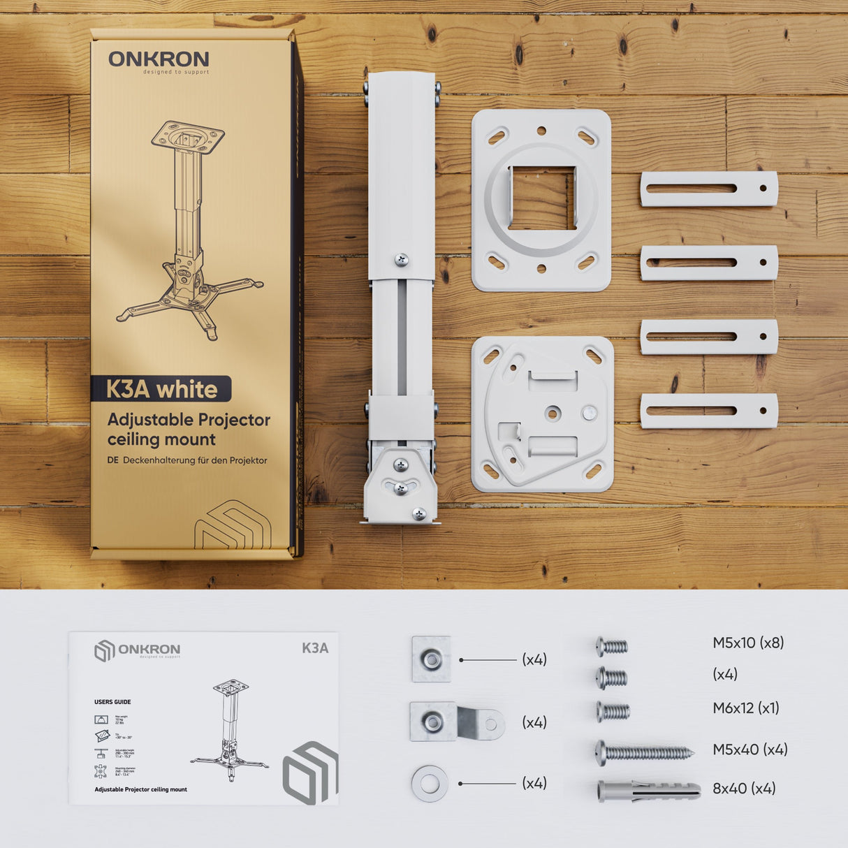EAN 4262392441786 - ONKRON K3A montaje para projector Techo/pared Blanco imagen 2