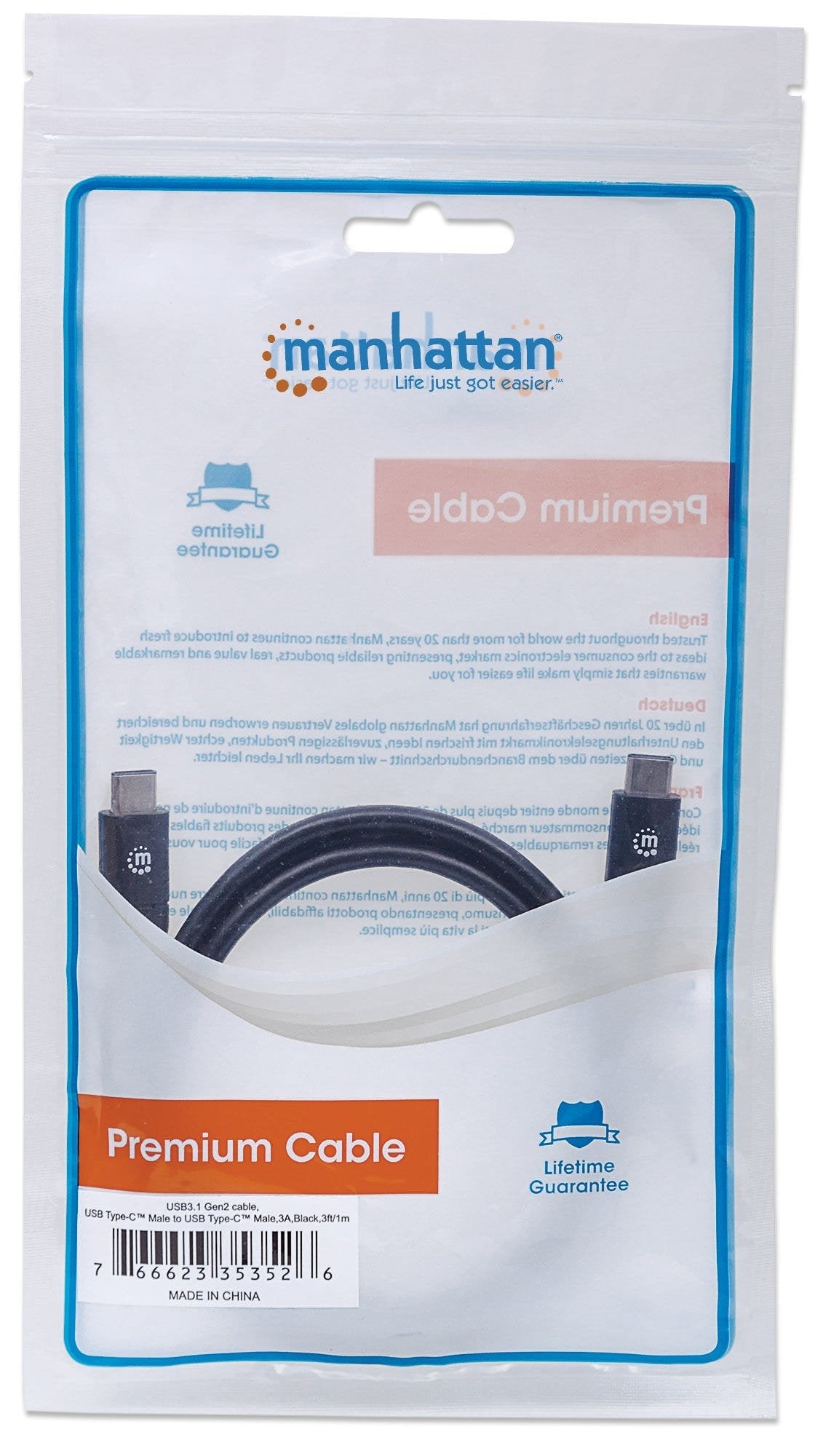 EAN 0766623353526 - Manhattan 353526 cable USB USB 3.2 Gen 2 (3.1 Gen 2) 1 m USB C Negro imagen 5