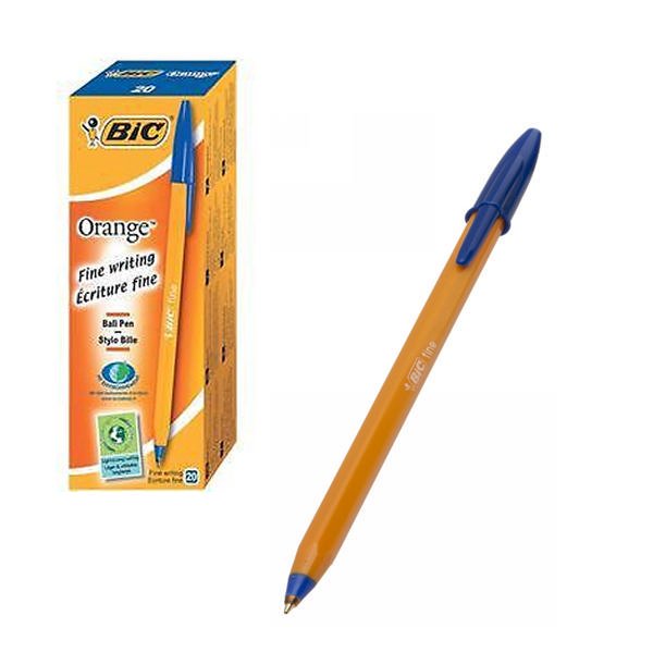 Bic Naranja Bolígrafo Original Fine Azul Caja -20u-
