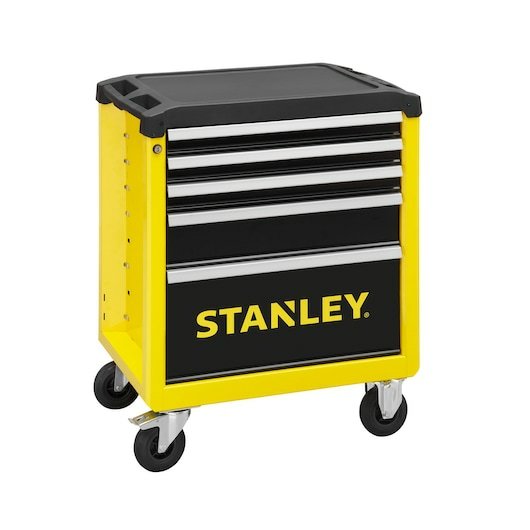 Carro De Taller Stanley Con 5 Cajones, Carro Para Herramientas Amarillo/Negro, Capacidad De Carga De Hasta 300 Kg Stst74305-1
