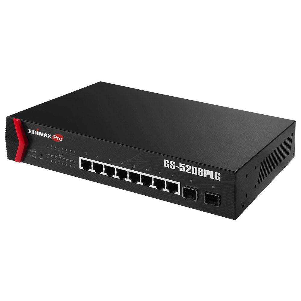 EAN 4717964702708 - Edimax GS-5208PLG switch Gestionado Gigabit Ethernet (10/100/1000) Energía sobre Ethernet (PoE) 1U Negro imagen 2