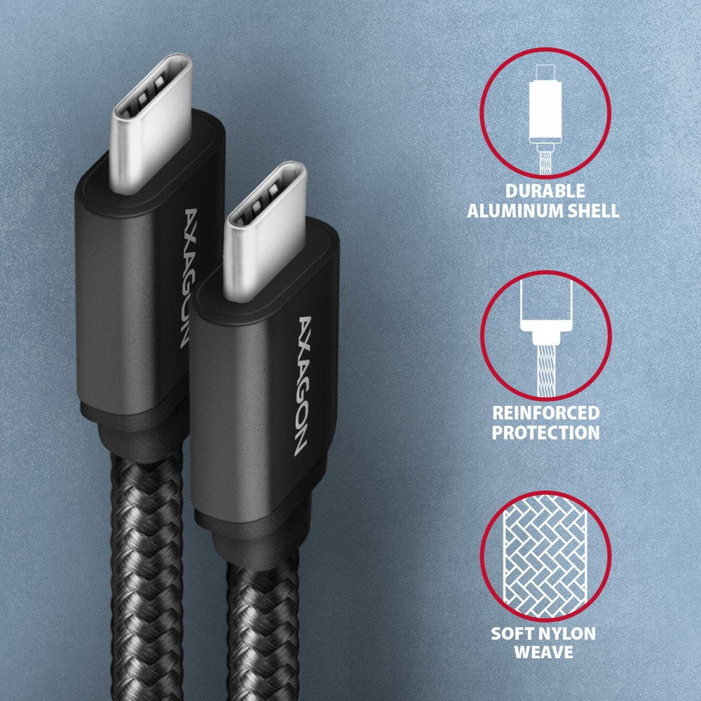 Axagon Hcm3-Cm15ab Cable Usb-C 3.2 Gen 1 Auf Usb-C 3.2 Gen 1, Negro - 1,5m