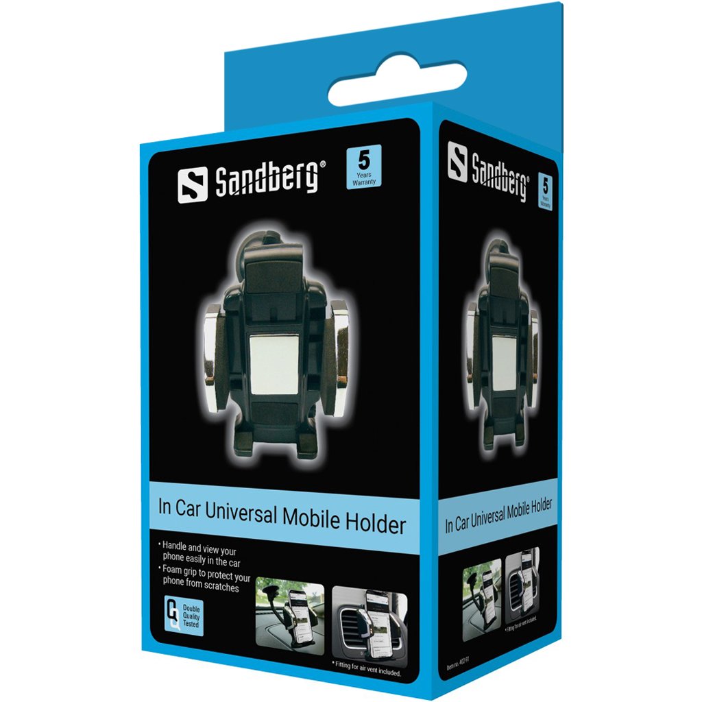 Sandberg In Car Universal Mobile Holder, Teléfono Móvil/Smartphone, Soporte Pasivo, Coche, Negro