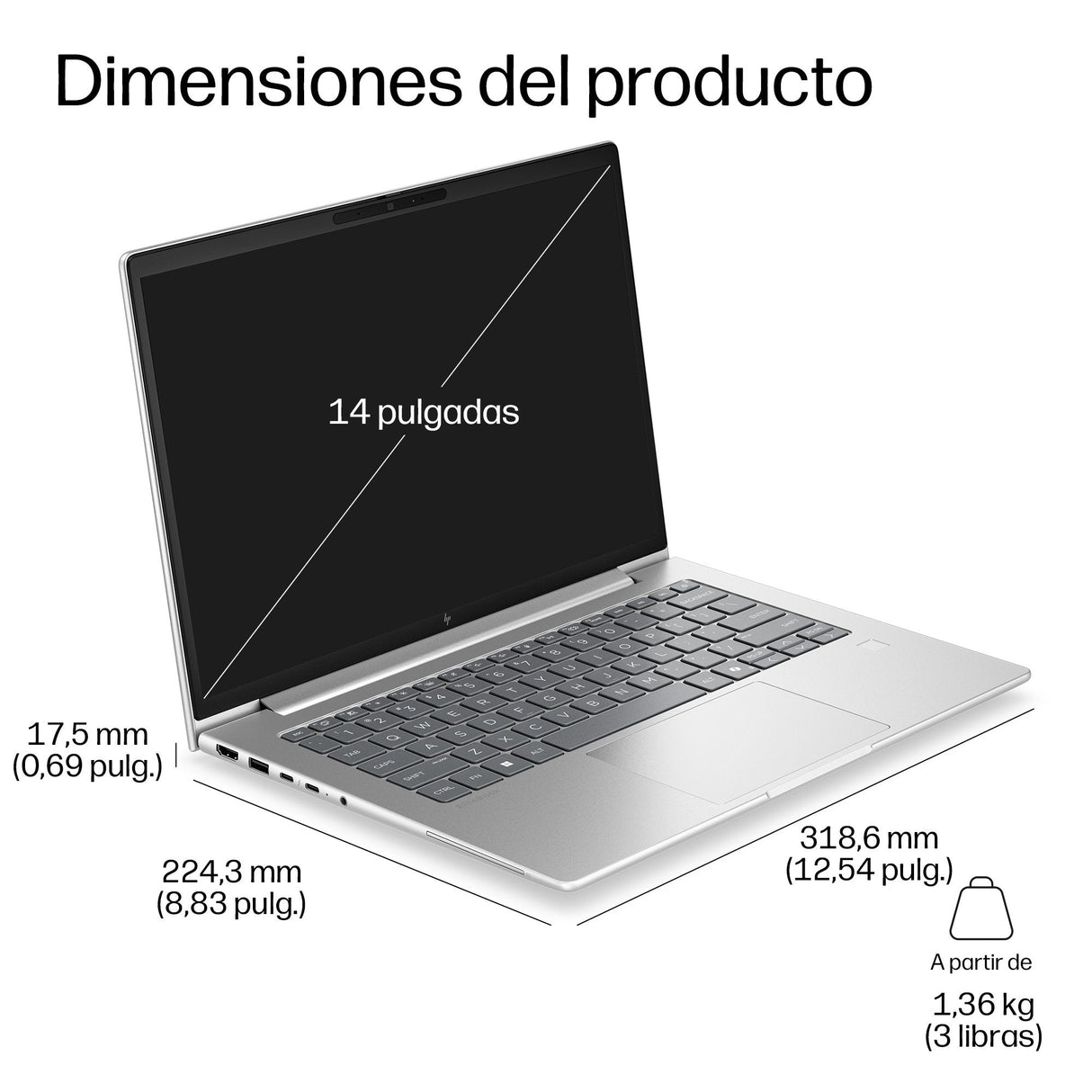 Hp Elitebook 6 G2i Notebook Ai Ai Pc Diseño De Bisagra En 177 Grados Intel Core 7 350 / Hasta 4.8 Ghz Win 11 Pro Intel Graphics 32 Gb Ram 512 Gb Ssd Nvme 14" Ips 1920 X 1200 Gigabit Ethernet Wi-Fi 7 Bluetooth 6.0 Nfc Aluminio Pik