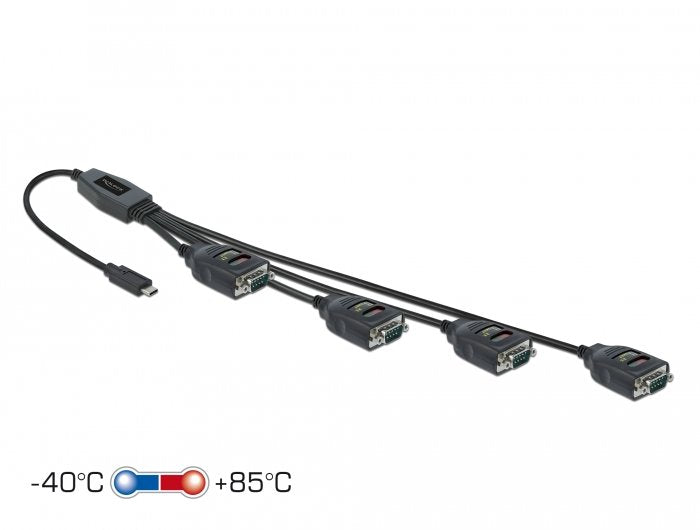Delock Adapter Usb Type-C Zu 4 X Seriell Rs-232 Db9 Mit 15 Kv Esd Schutz