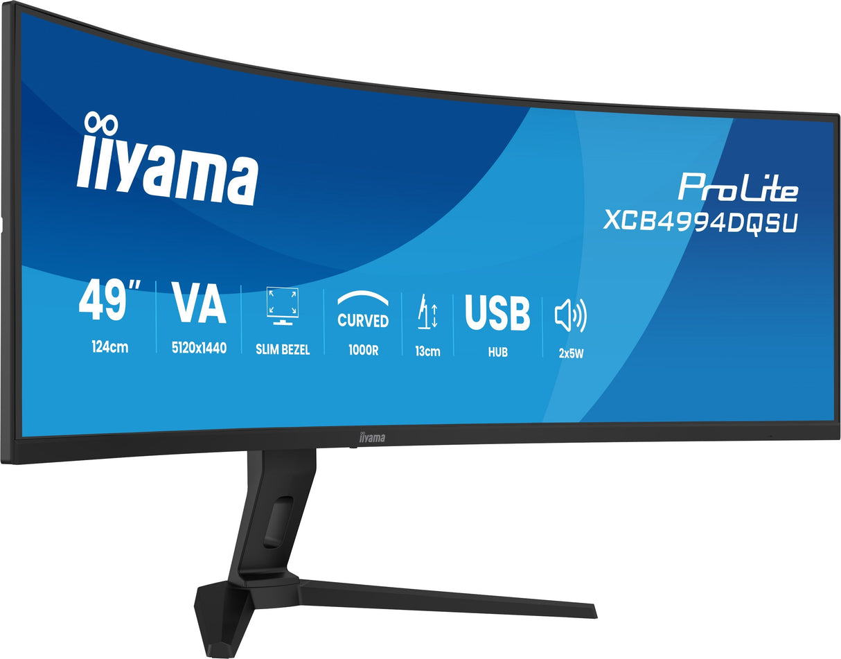 Iiyama Prolite Xcb4994dqsu-B1 124 Cm 49 Pulgadas), Negro (Mate), Dqhd, Va, Curved, Hdmi, Dp, Usb-C, Usb-Hub, 120hz Panel) Xcb4994dqsu-B1