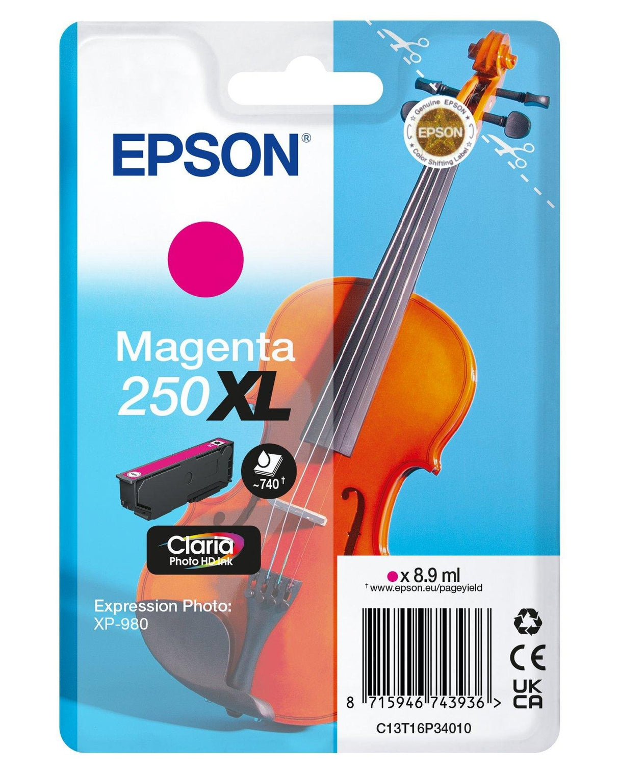 EAN 8715946743936 - Epson 250XL Violin Claria Photo HD cartucho de tinta 1 pieza(s) Original High (L) Yield imagen 1