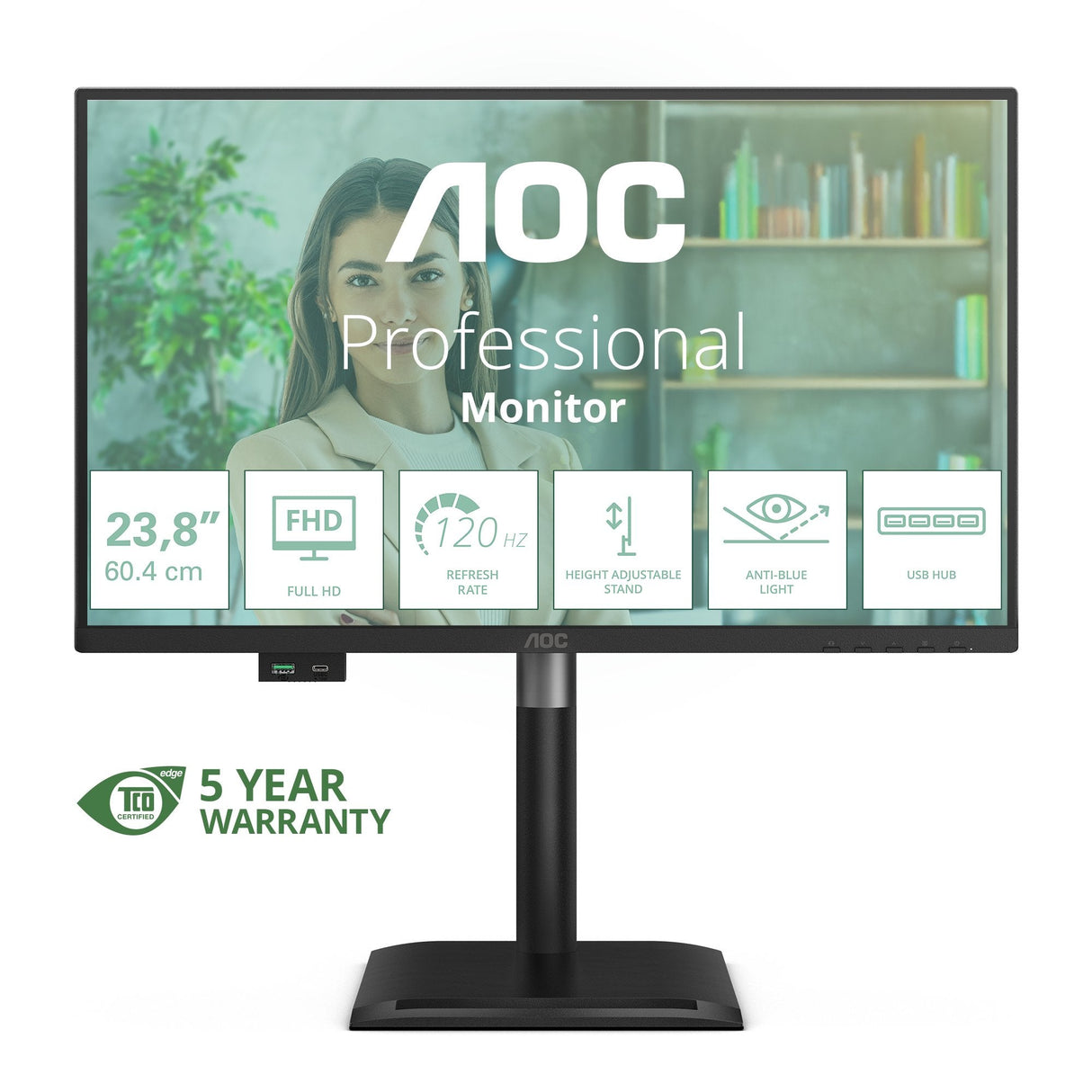 Monitor Aoc 24p4u 23.8" 1920 X 1080 Pixeles Full Hd Negro