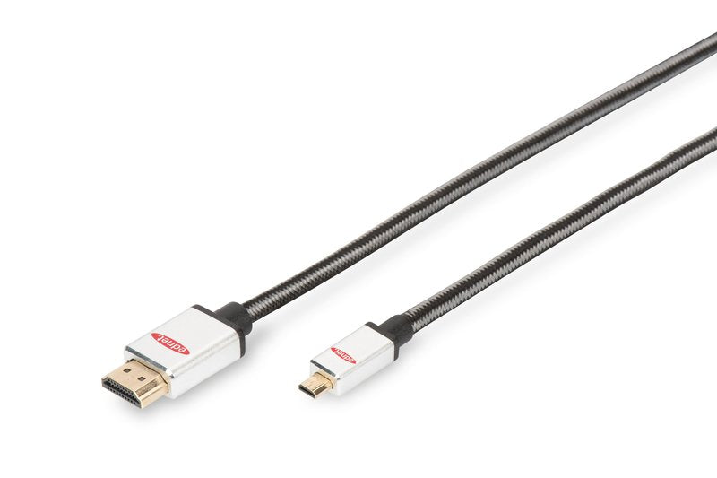 Ednet 84489 Cable Hdmi 2 M Hdmi Tipo D (Micro) Hdmi Tipo A (Estándar) Negro, Plata