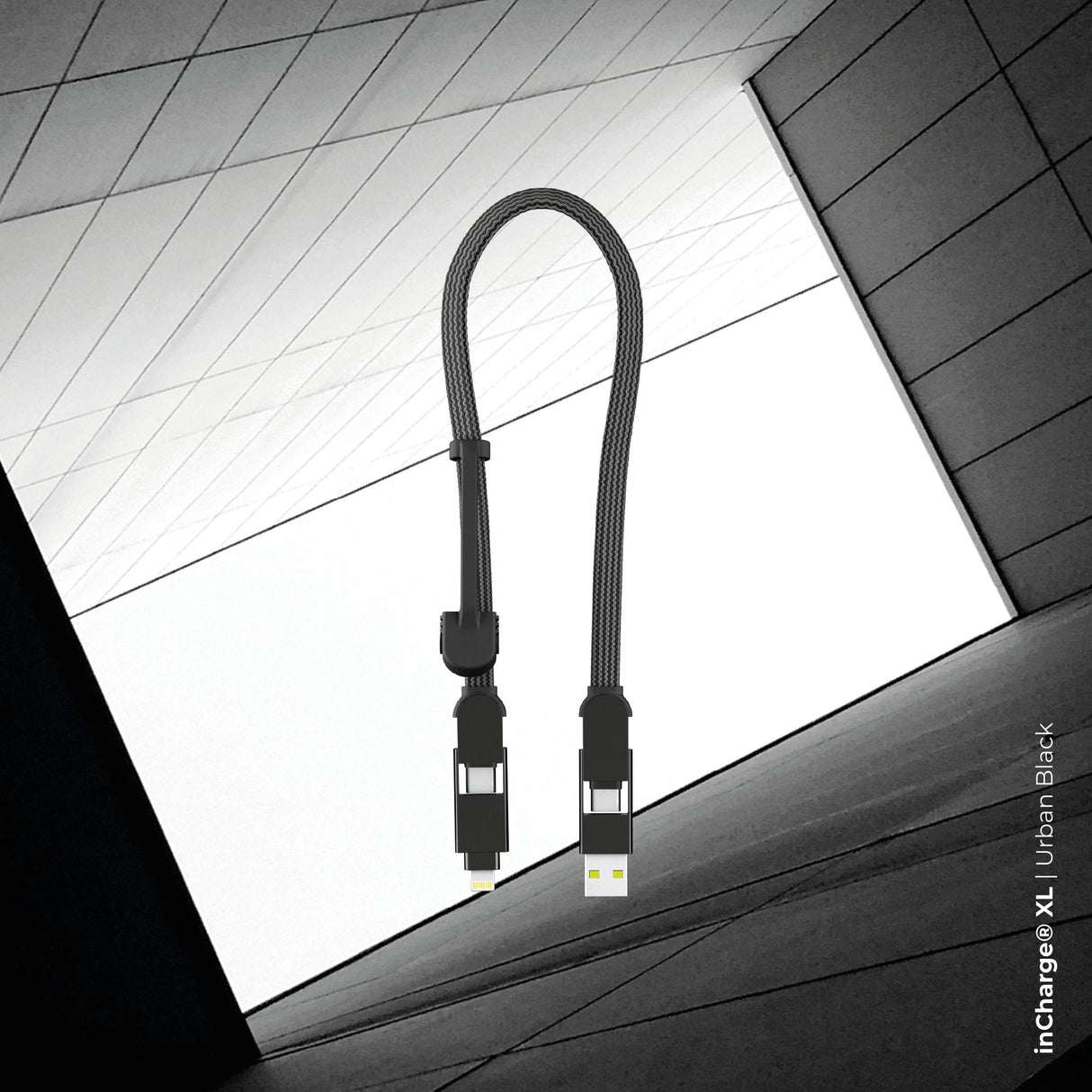 Rolling Square Incharge Xl Cable 30cm Black