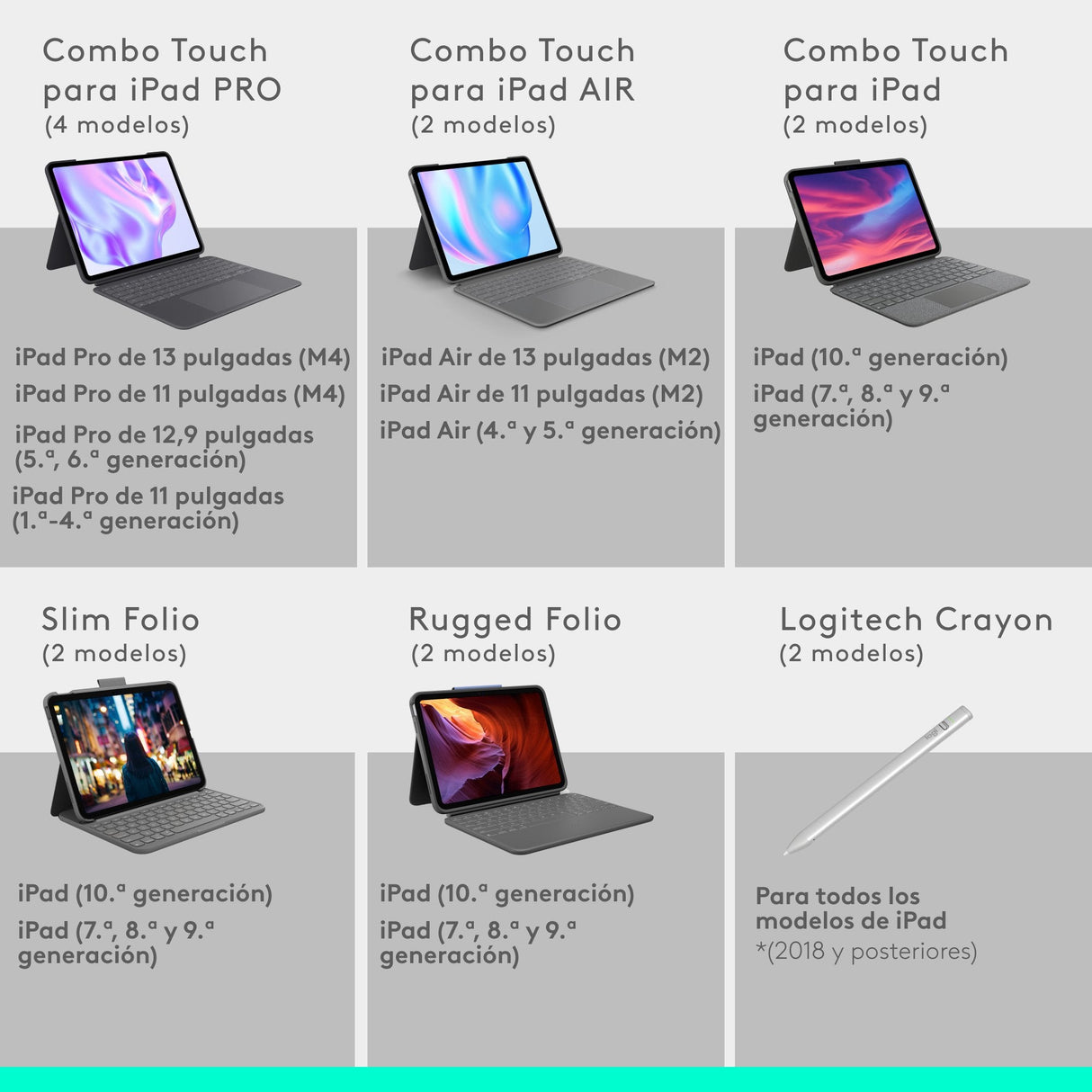 Logitech Combo Touch Caja De Teclado Y Folio Con Panel Táctil Retroiluminación Apple Smart Connector Qwerty Español Grafito Para Apple 13-Inch Ipad Pro (M4)