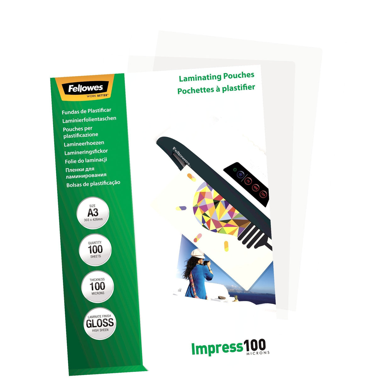 Fellowes Laminierfolie Impress A3 100mikron Glänzend 100p