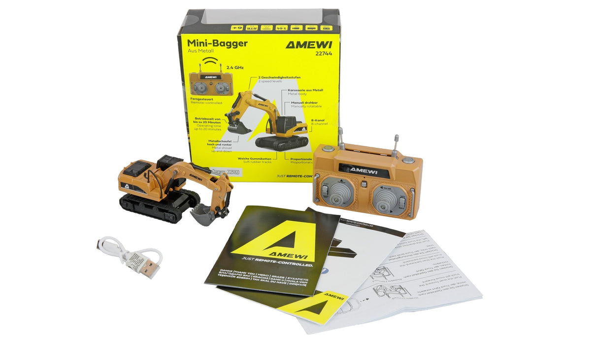Amewi Mini-Bagger Metall Proportional 8-Kanal 1:64 Rtr 6+