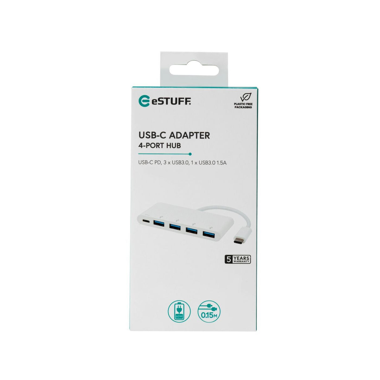 EAN 5711783475989 - eSTUFF ES623007WH hub de interfaz USB 3.2 Gen 1 (3.1 Gen 1) Type-C 5000 Mbit/s Blanco imagen 2