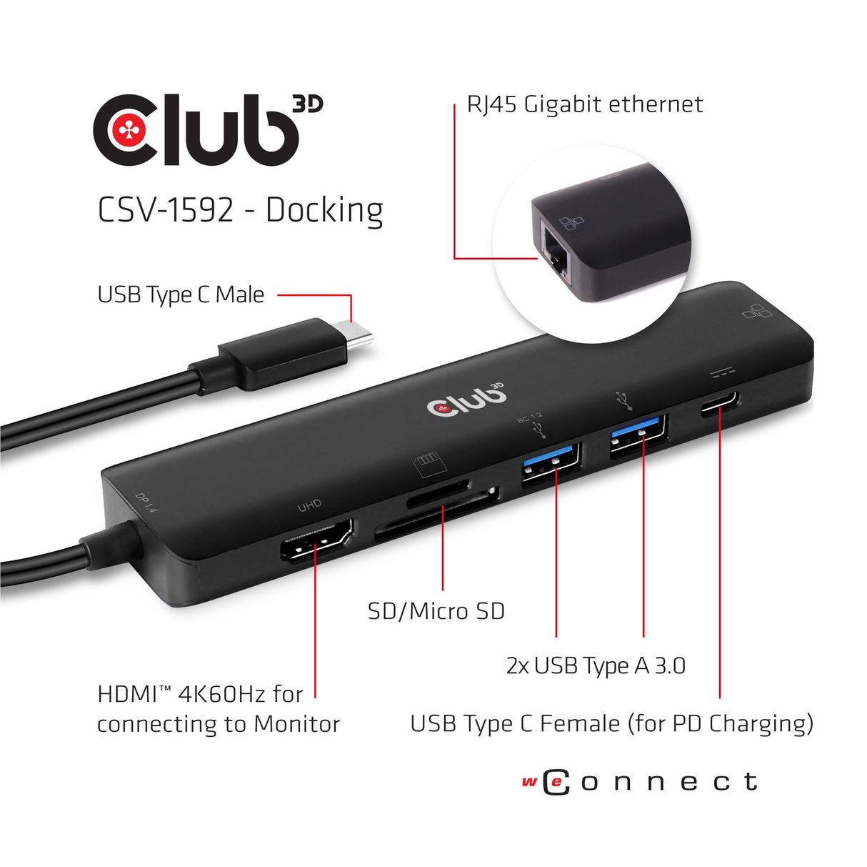 EAN 8719214471477 - CLUB3D CSV-1592 base para portátil y replicador de puertos Acoplamiento USB 3.2 Gen 1 (3.1 Gen 1) Type-C imagen 5