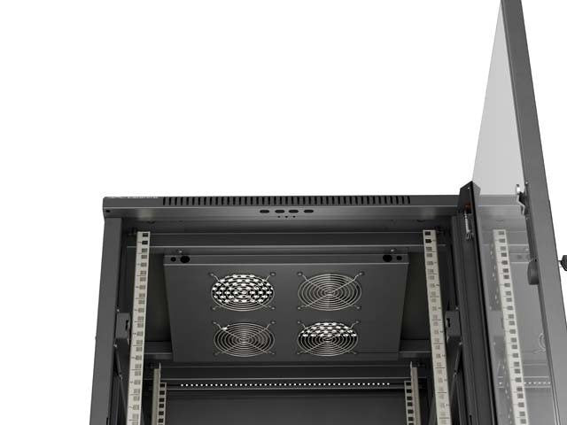 Lanberg Rack Cabinet 19 " Free Standing 18u 600x600 Flat Pack With Glass Door Black