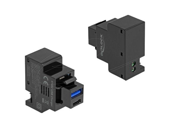 Keystone Modul Mit Usb Typ-A Und Usb Type-C Ladebuchse Pd 20 W Schwarz