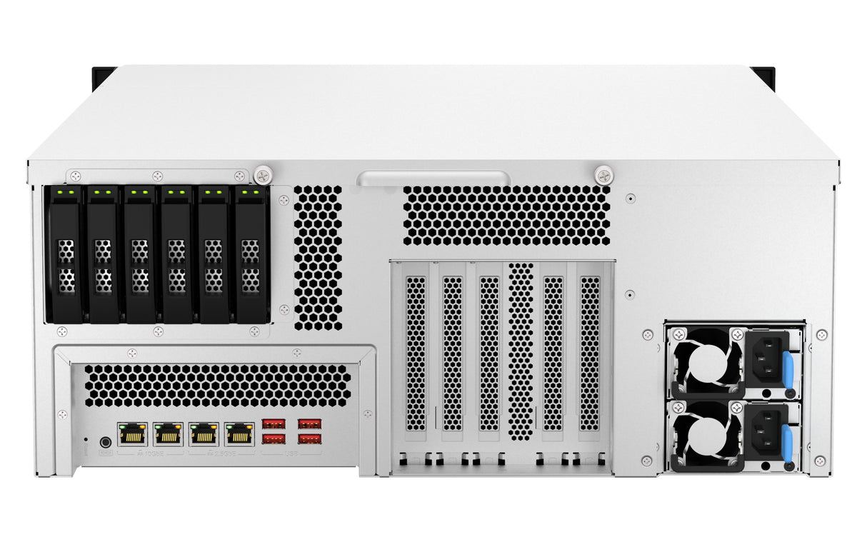 EAN 4711103082256 - QNAP TS-H3087XU-RP NAS Bastidor (4U) Intel Xeon E E-2378 64 GB DDR4 0 TB QuTS hero Negro, Blanco imagen 6