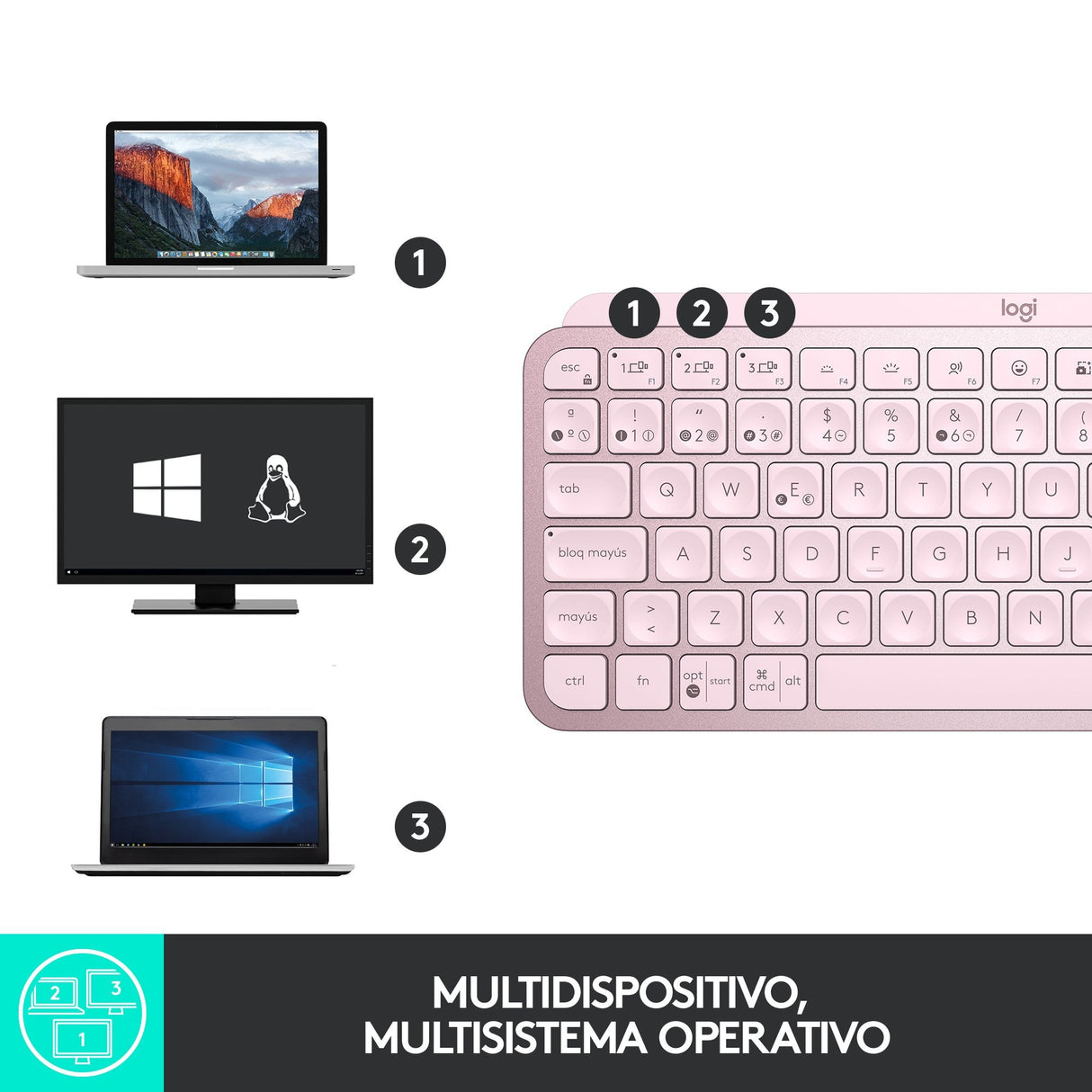 EAN 5099206101937 - Logitech 920-010813 teclado Oficina RF Wireless + Bluetooth QWERTY Español Rosa imagen 13