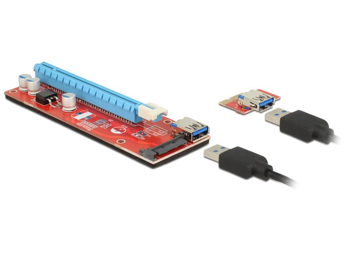 Delock 41423 Tarjeta Pci Express X1 > X16 Con Cable Usb 60cm