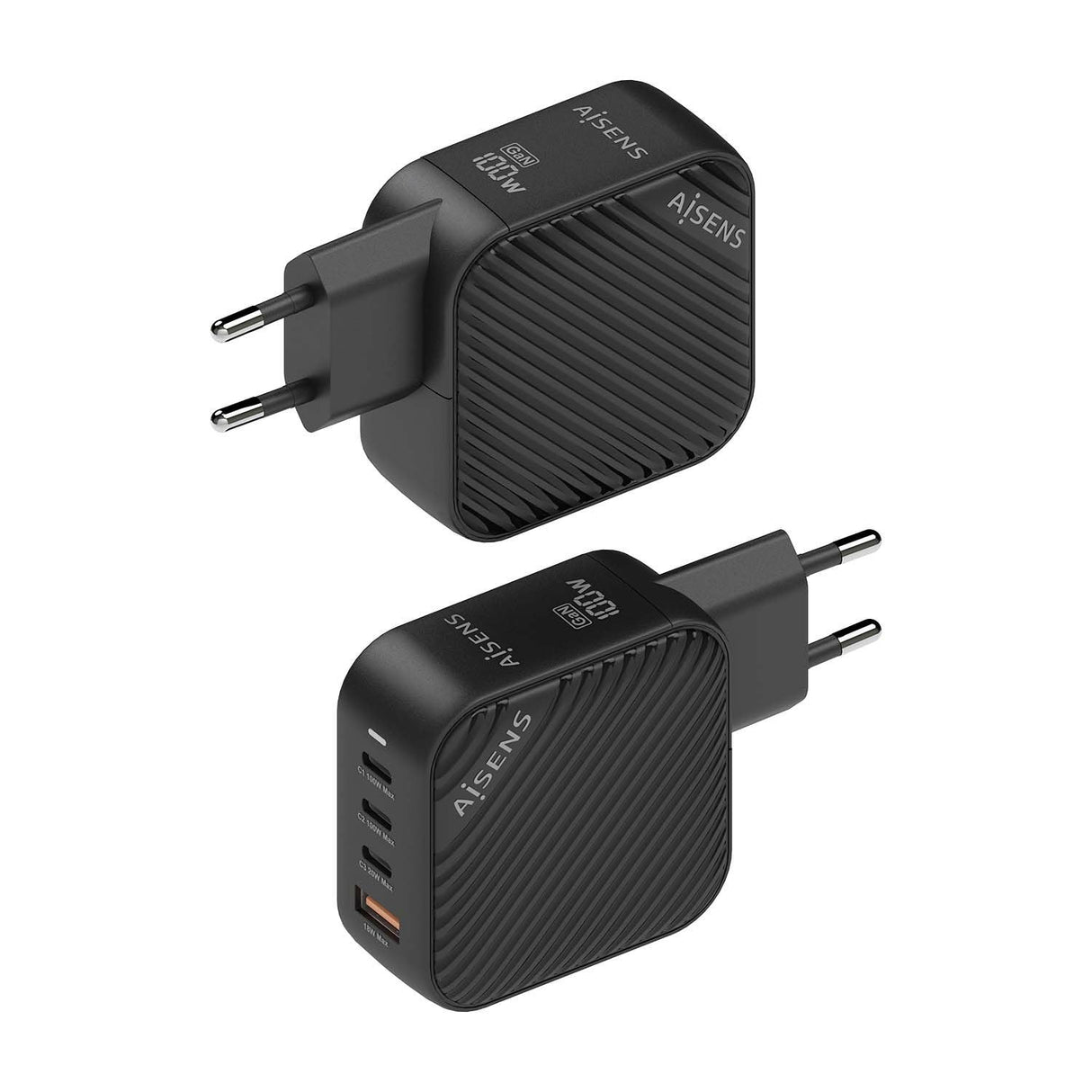 Aisens Cargador Gan 100w, 3xusb-C Pd3.0 Qc4.0, 1xusb-A Qc3.0, Negro