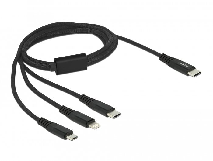 Delock Cable De Carga Usb 3 En 1 Usb Type-C A Lightning / Micro Usb / Usb Type-C 1 M