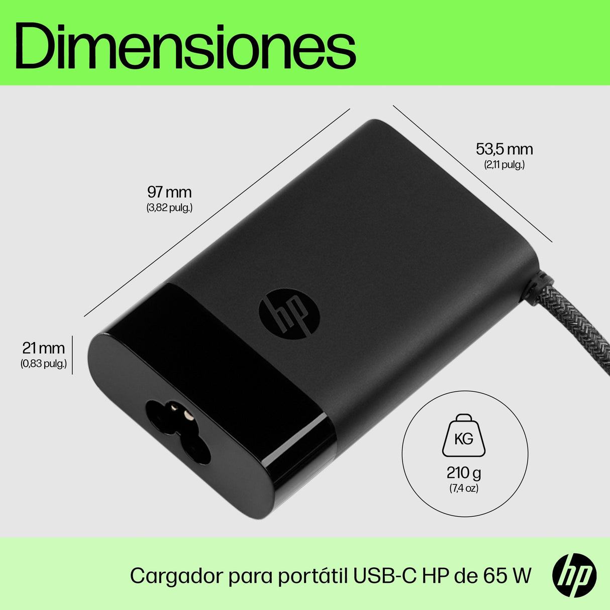Cargador Para Portátil Hp Usb-C De 65 W, Cargador