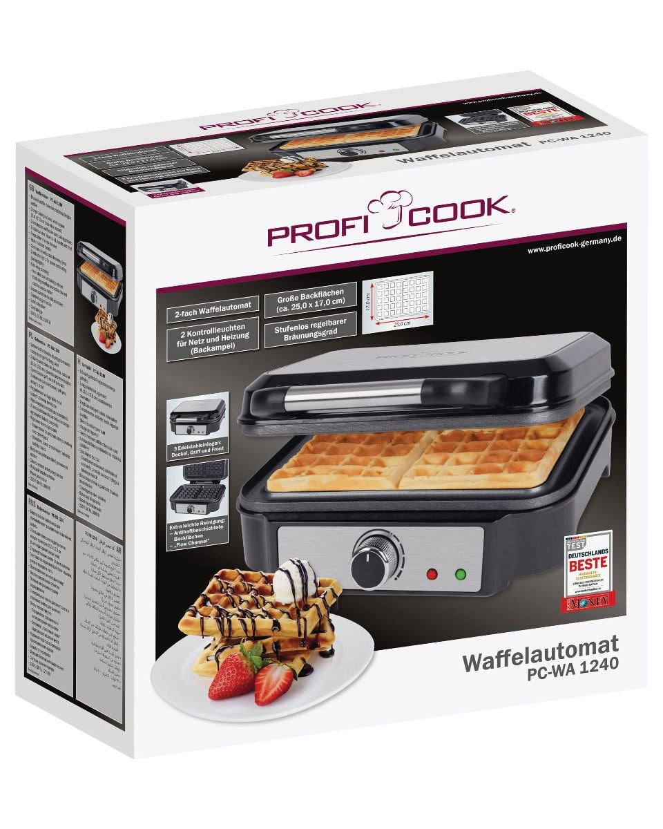 Proficook Pc-Wa 1240, Gofrera Negro/Acero Fino