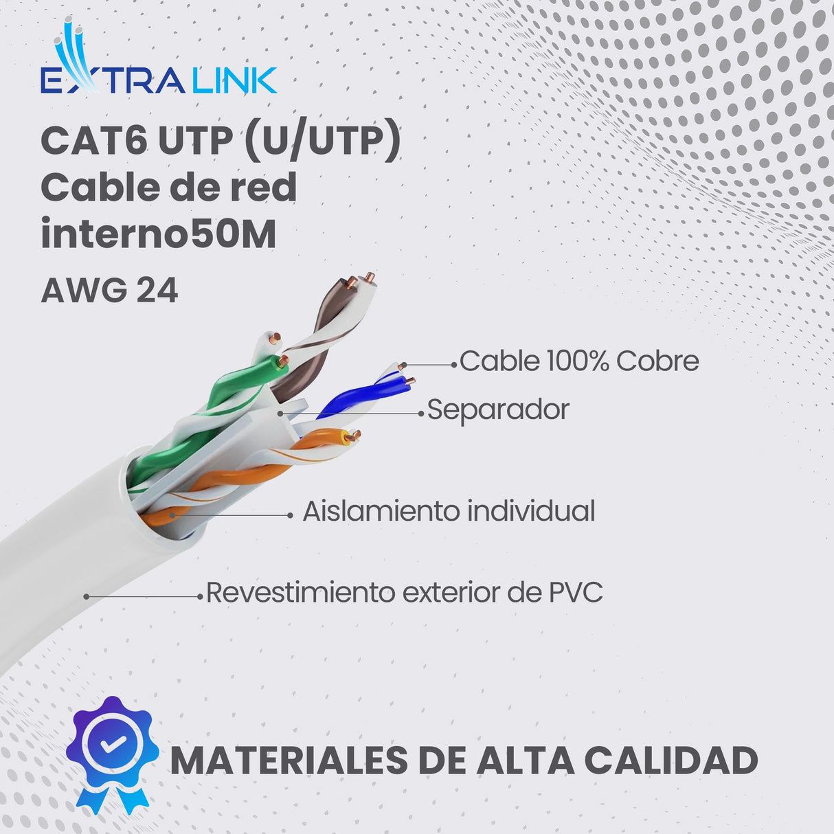 EAN 5906168632358 - Extralink EX.32358 cable de red Blanco 50 m Cat6 U/UTP (UTP) imagen 2