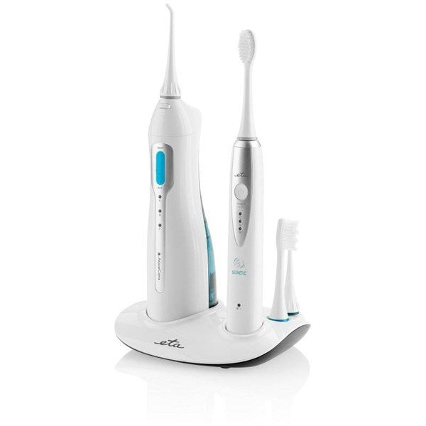 Eta Eta270790000 Centro De Cuidado Bucal Sonetic (Cepillo Dental Sonic+Irrigador Oral), 3 Modos, Batería De Larga Duración, 8 Recambios Incluidos, Blanco