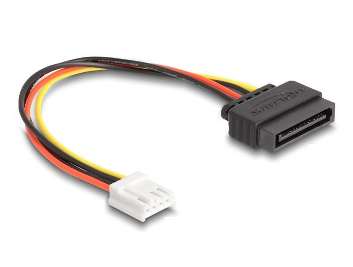 Cable Del Adaptador De Alimentación De Delock Sata 15 Pin Conector> 1x Flúste De 4 Pasadores Caqueteo 15 Cm 66608