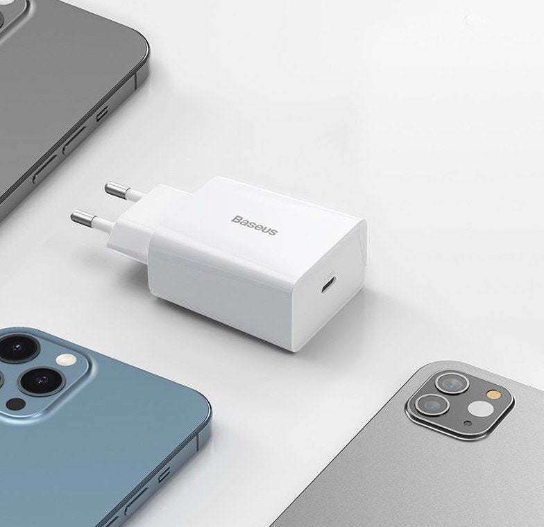 Baseus Travel Charger Speed Mini 1c Quick Charger 20w Eu White (Ccfs-Sn02)