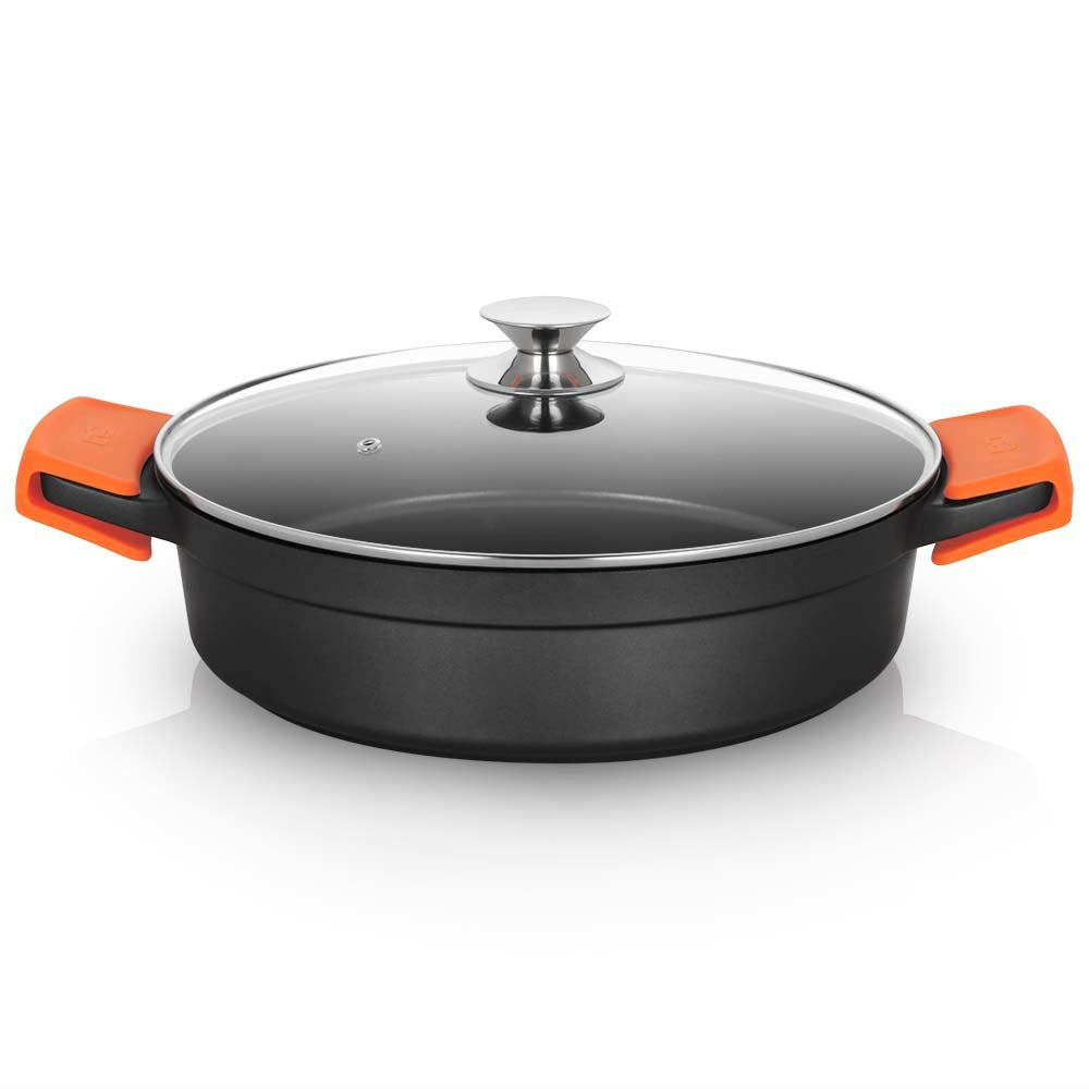 Cacerola Orbegozo Cdb 1032 Baja - Aluminio Fundido Indeformable - Capacidad 5.9l - Asas De Silicona - Antiadherente