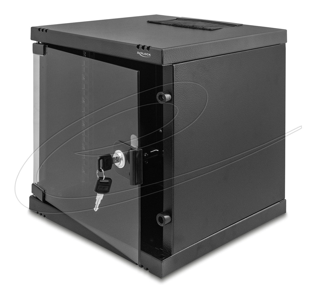 Delock 43422 10 Armario De Red 6u Con Puerta De Cristal Para Montaje En Soporte O Pared, 240 Mm De Profundidad, Capacidad De Carga 30 Kg, 330 X 312 X 300 Mm, Negro