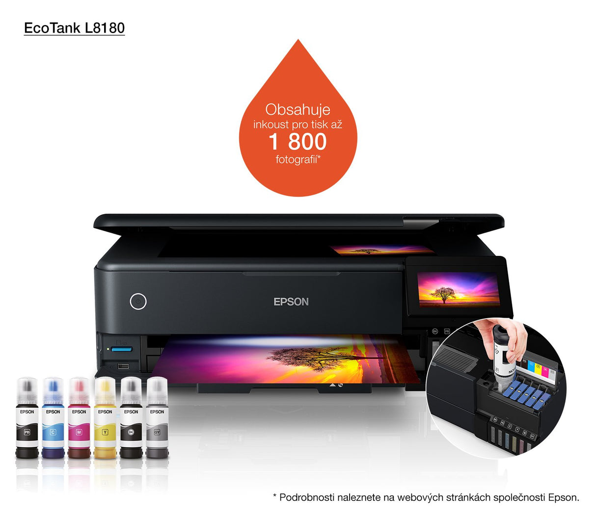 Impresora De Tinta Epson Ecotank L8180, 3in1, A4, 28ppm, Usb, Panel Lcd, 6ink