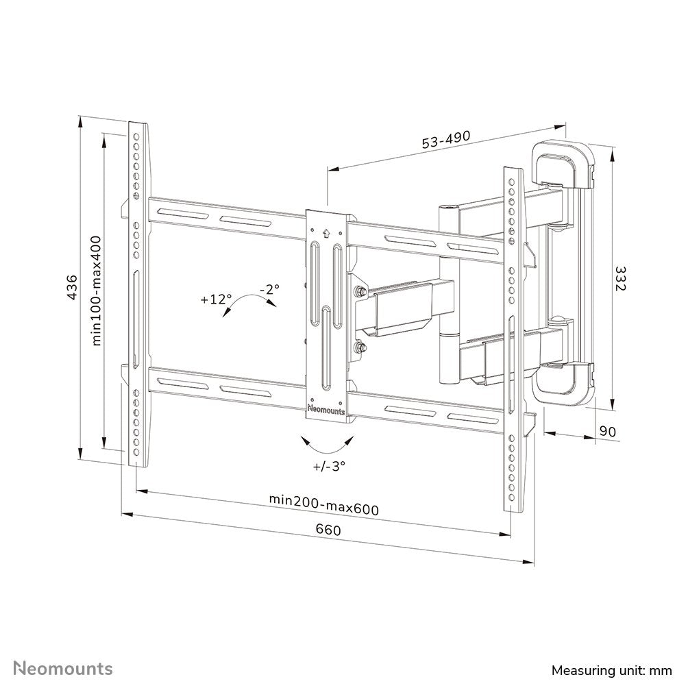 Neomounts By Newstar Screen Wall Mount (Full Motion, 3 Pivots, Vesa 600x400) (Wl40-550bl16)