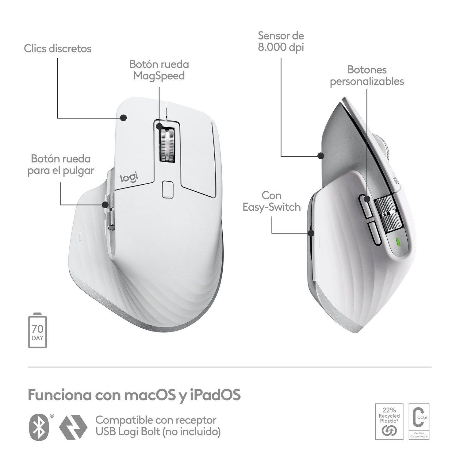 Raton Logitech Mx Mamer 3s Para Mac, 910-006572