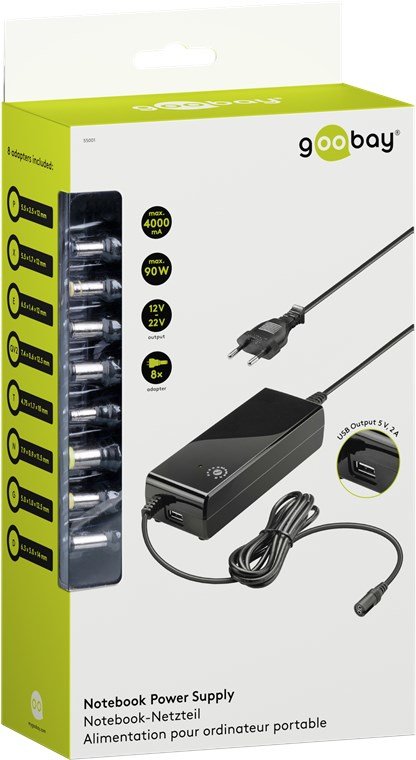 81 W Notebook Power Supply, Black, 1.6 M - 12-22 V With Max.